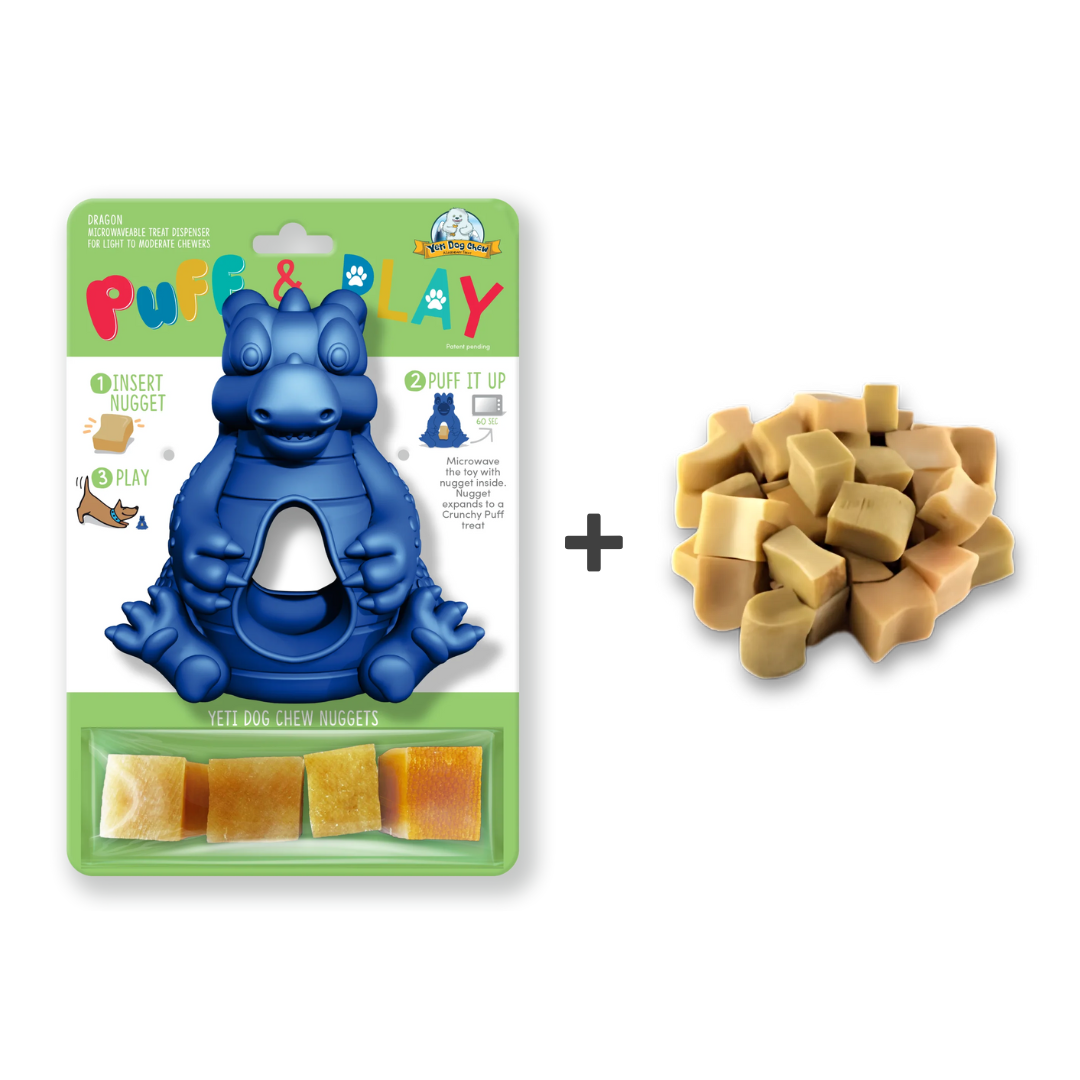 Dragon Puff and Play toy in blue with refill nuggets