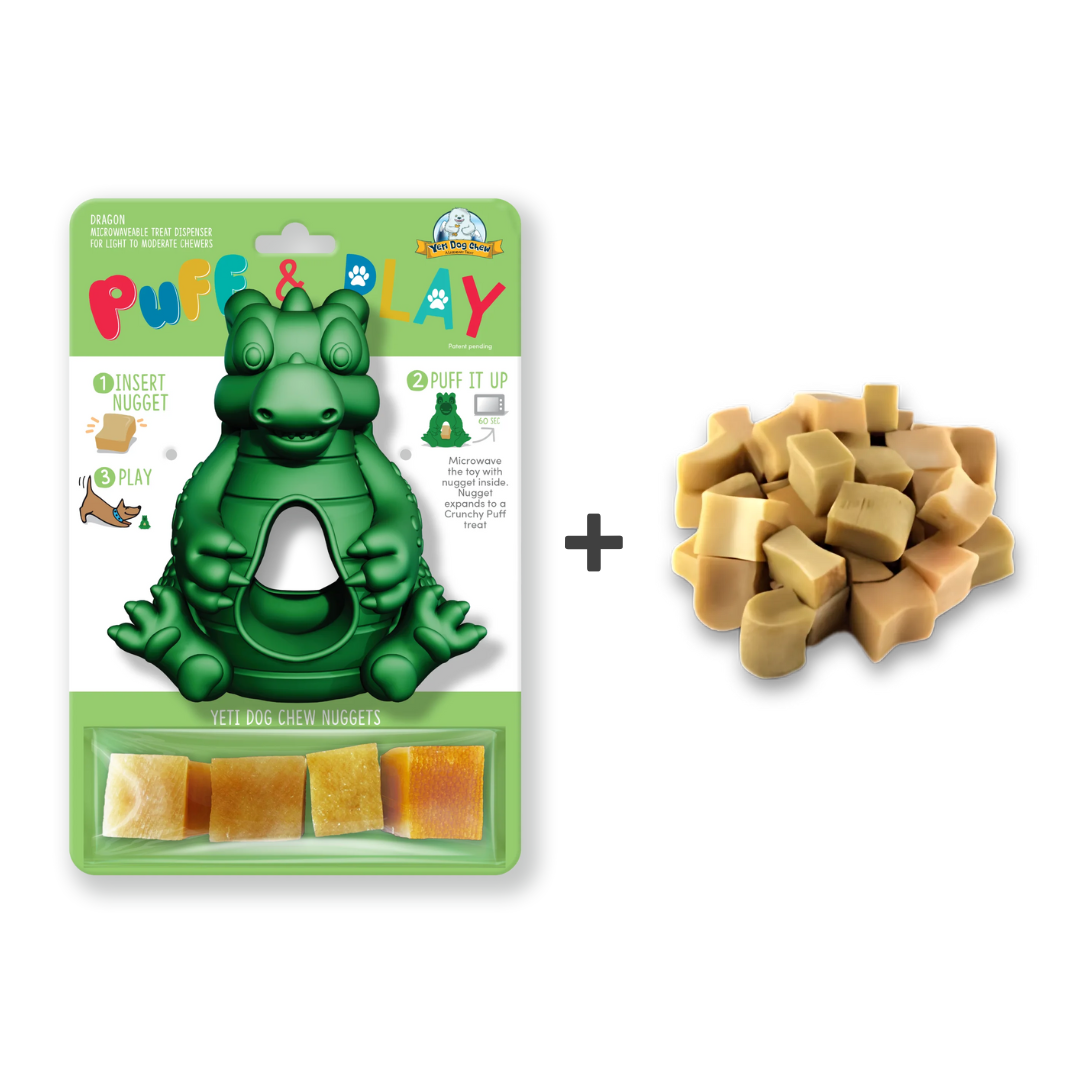 Dragon Puff and Play toy in green with refill nuggets