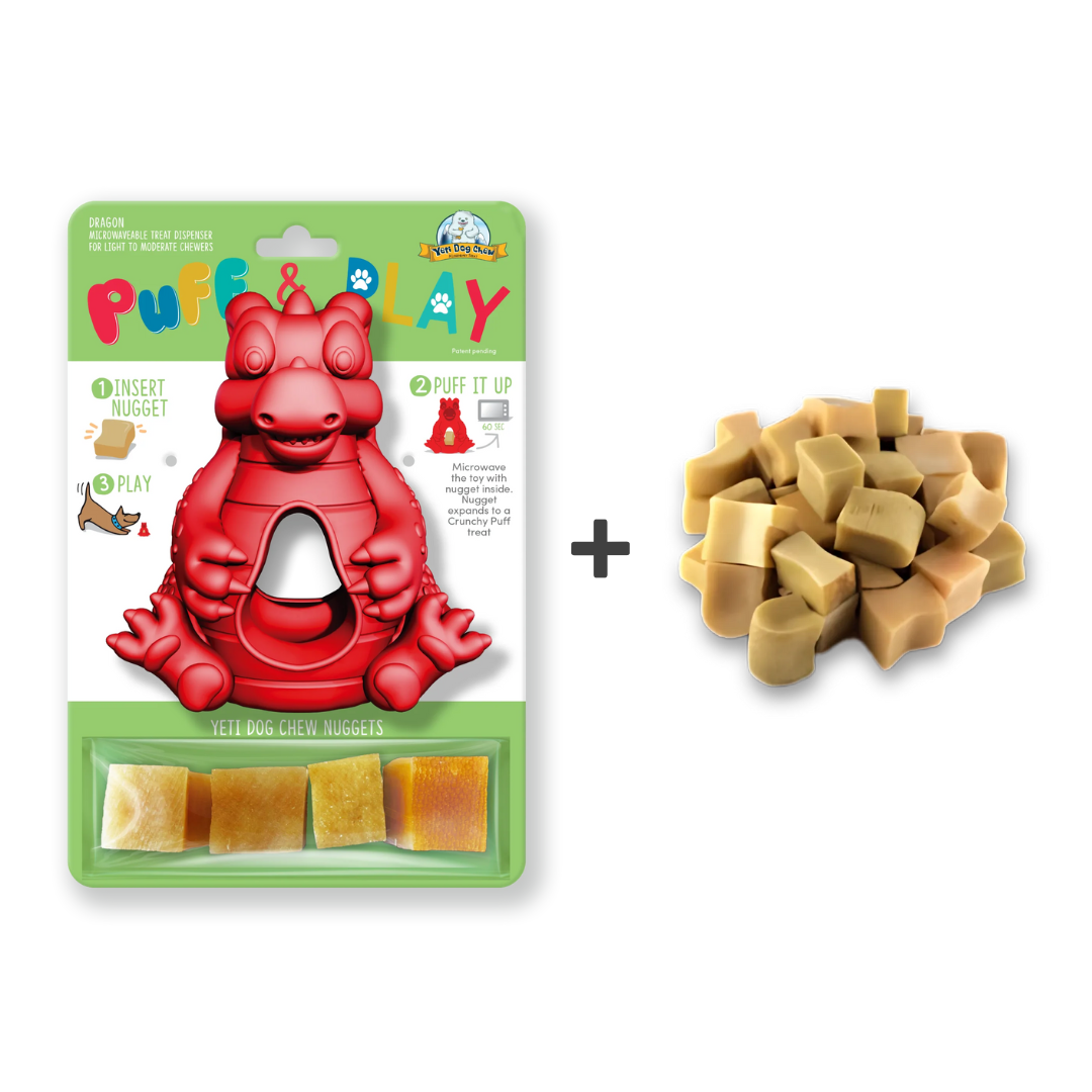 Dragon Puff and Play toy in red with refill nuggets