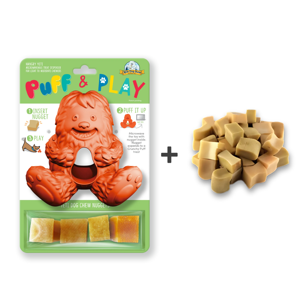 Yeti Puff and Play toy in Yeti orange with refill nuggets